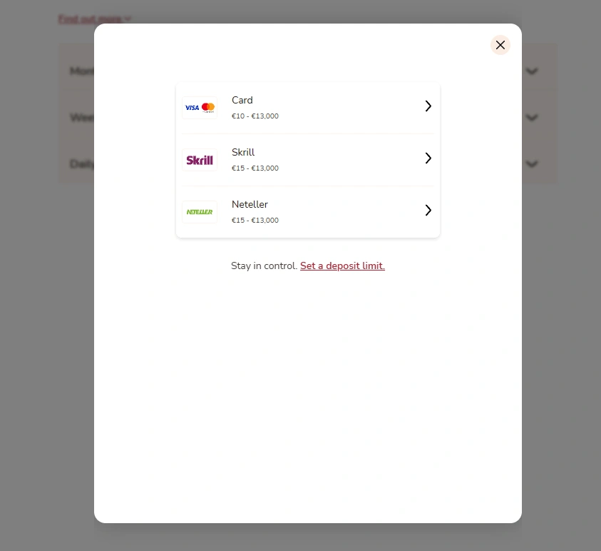 Maria Casinos betalningsmetoder